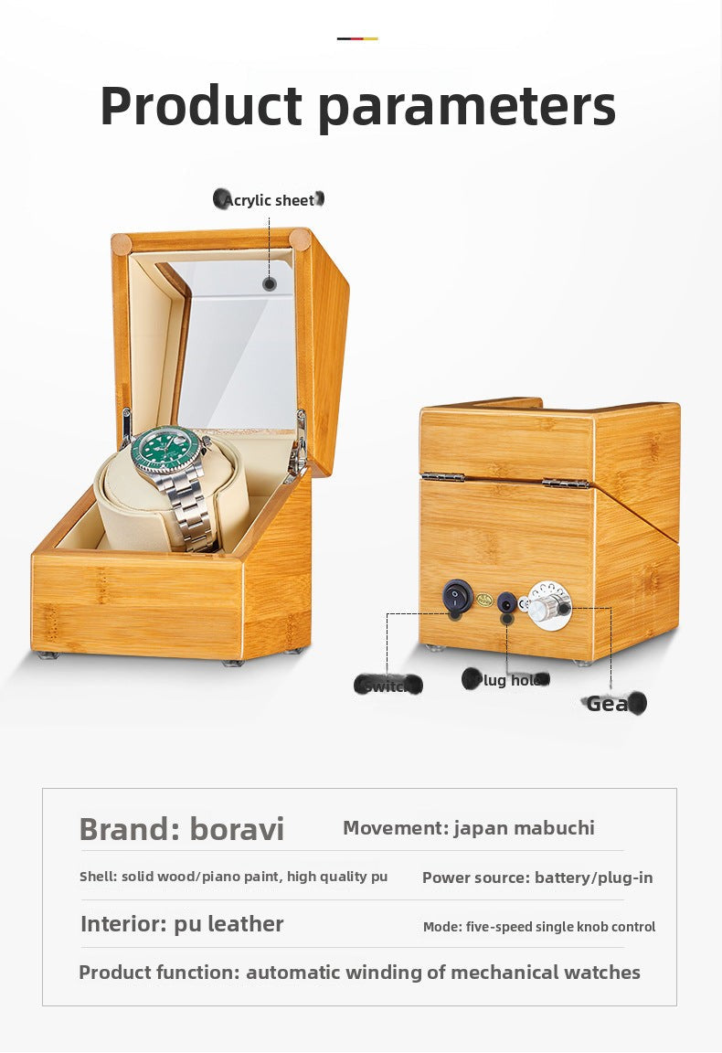 Watch winder, mechanical watch winding box, anti-magnetic watch storage box, watch turner, wooden jewelry box, wooden jewelry case