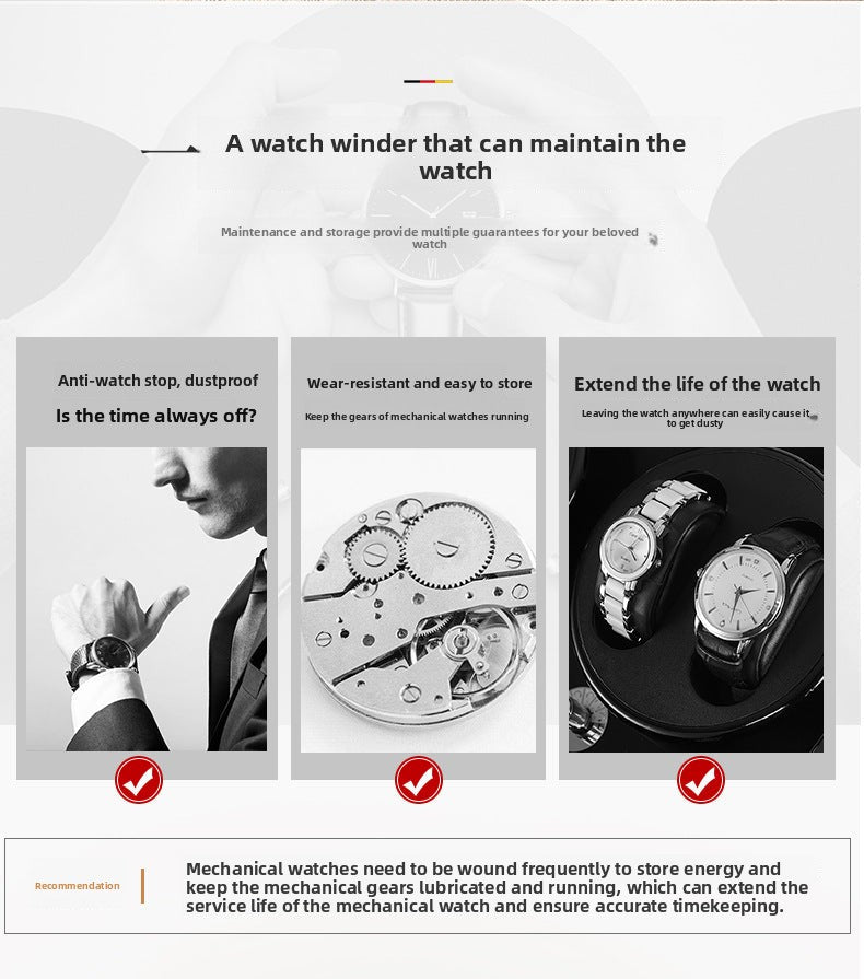 Watch winder, mechanical watch winding box, anti-magnetic watch storage box, watch turner, wooden jewelry box, wooden jewelry case
