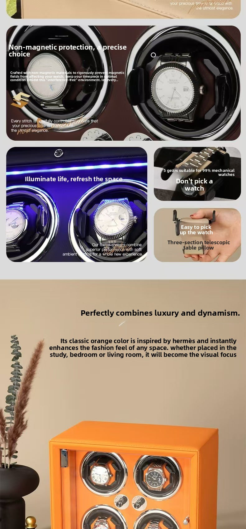 Wholesale in-stock watch winder, mechanical watch turner, watch shaker, rotating holder, watch storage box, anti-magnetic and portable