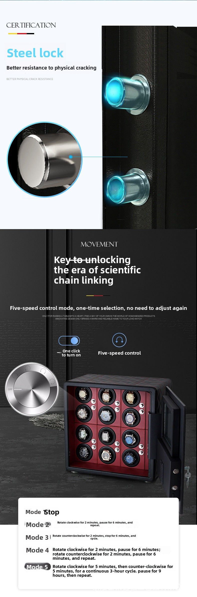 Automatic mechanical watch winding box Watch shaker, watch turner, safe Storage box winder Motor box